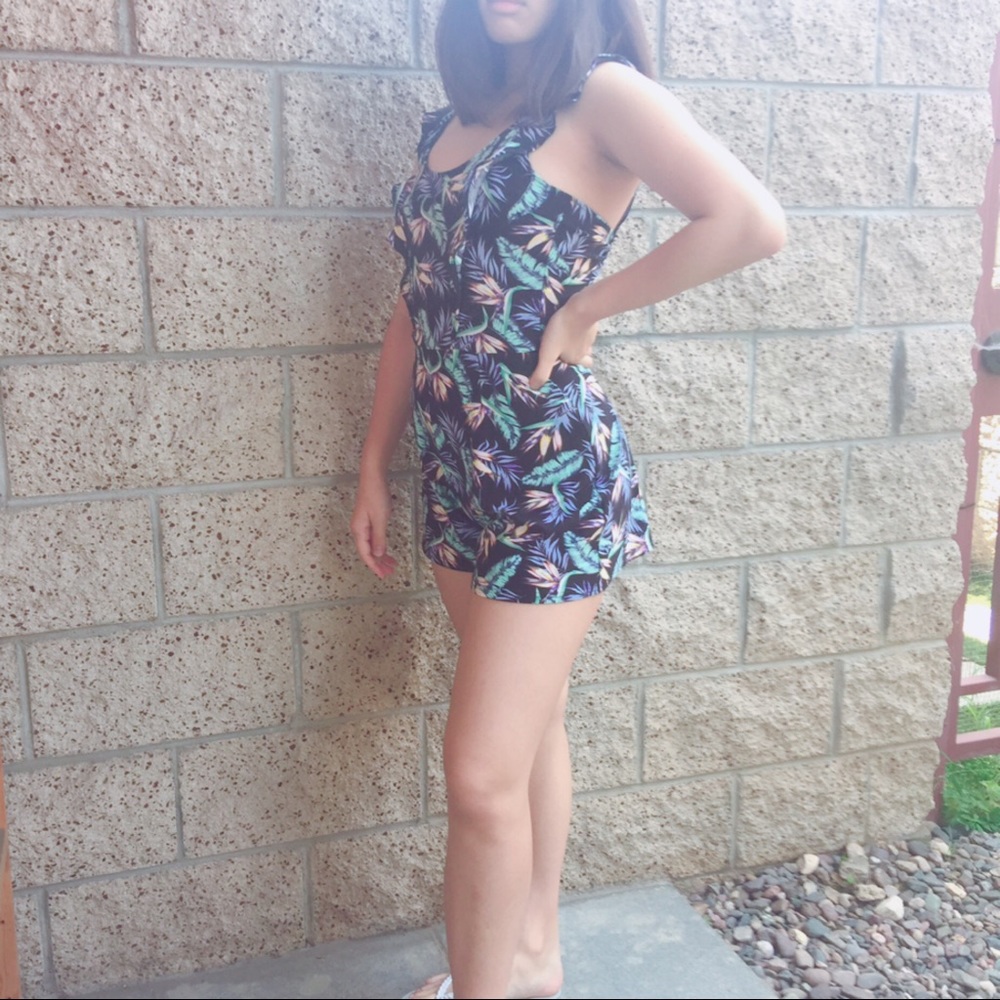 Black floral romper